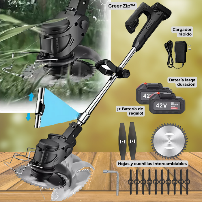 GreenZip Desbrozadora + Kit de Seguridad y Doble Batería de Regalo