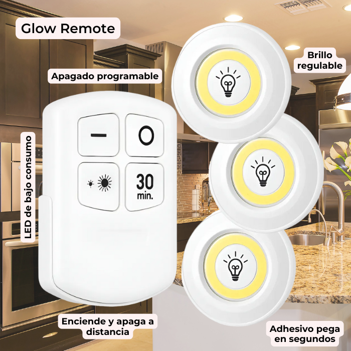 Glow Remote: Luces LED Autoadheribles con Control Remoto (Pack de 3)