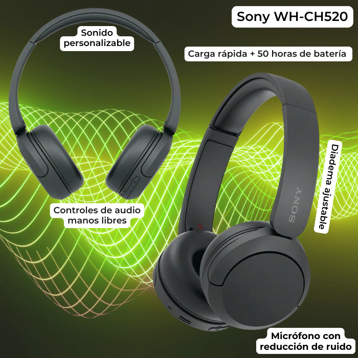 Sony WH-CH520: Audífonos Inalámbricos con Batería de Larga Duración