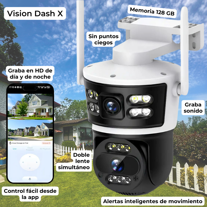 Vision Dash X: Seguridad HD con Doble Lente y 128GB Memoria
